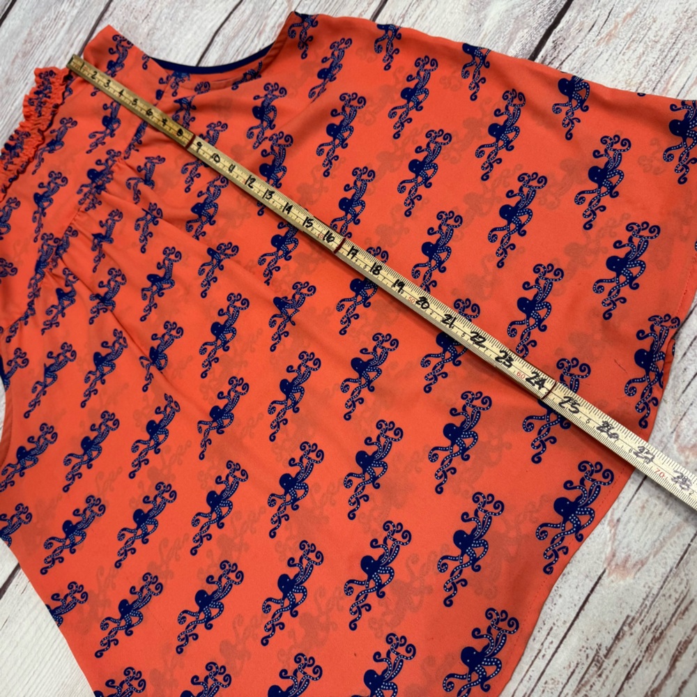 Anthropologie Maeve Fitz Tank Octopus Print Coral Orange Navy Size 12 Large - Picture 5 of 8